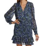 Veronica Beard NWOT Saera Blue Multi Floral Smocked Crepe Mini Dress Size 0 Photo 4