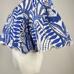 Farm Rio NWOT  Linen Lace Nature Short-Sleeve Crop Wavy Blouse Size L Blue Photo 5