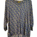 Rockflowerpaper blue block print geometric tunic blouse M Size M Photo 0