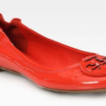 Tory Burch Reva Patent Leather Logo Ballet Flats in Red Size 6.5 Photo 0