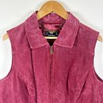 Dennis Basso  Suede Vest Womens Sz 1X Plus Genuine Leather Wine Burgundy Full Zip Photo 1
