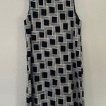 Niu Black White Geometric Checked Formal Sleeveless Mini Dress Small Photo 0