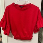 Strut & Bolt Red Ruffle Cropped Shirt Photo 2