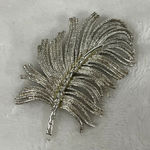 Monet vintage Silvertone FEATHER leaf spruce needle PIN BROOCH Signed Photo 0