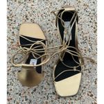 Reiss Kali Leather strappy Stiletto wrap Sandals gold Metallic size 37 MSRP $285 Photo 4