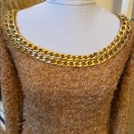 L'ATISTE L’ATISTE Gold Trim Off-Shoulder Knit Maxi Dress Brown Size Medium Photo 2