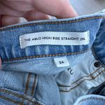 Aritzia DENIM FORUM The Arlo High Rise Straight Long Jeans Size 28L Light Wash Photo 7