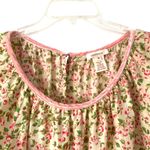 Sundance  Silk Ditsy Floral Rosebud Cream Pink Velvet Trim Blouse size medium Photo 1