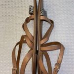 Gap Size 8 Strappy Leather Flat Ankle Wrap Sandals Neutral Tan Nude Snake Photo 9