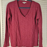 James Perse Standard  Womens Red Boxy V Neck Terry‎ Pullover Sweater 2 Medium Photo 0