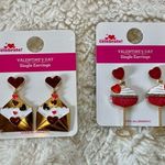 Valentine's Day Women's Heart Earrings Set Red and Gold Photo 0