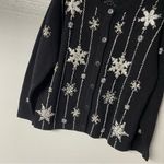 Vintage Bobbie Brooks Sweater XL Black Snowflake Embroidered Beaded Ramie Blend Photo 9