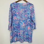 Talbots Bright Flowing Floral Lace Trim Tunic Beachy Casual Colorful Size 1X Photo 2