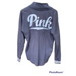 PINK - Victoria's Secret  Sweatshirt Women's XS  1/4 Snap Mock Neck Gray Photo 1