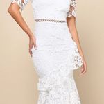 Lulus Elegant Briarwood White Lace Ruffled Midi Dress Size M Photo 0