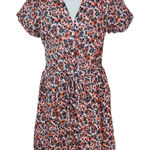 Gap Gray and Pink Floral Cotton Shirt Dress NWT Size O Petite Mini Shirt Dress Photo 0