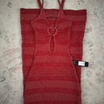 FashioNova NWT Red Metallic Crochet Maxi Dress Photo 3