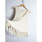 Anthropologie  Eri + Ali Cream Ribbed Knit Fringe Tank Top Medium Loose Tunic Photo 9