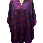 Indian Tropical Fashion Multicolored Free Size Floral Kaftan Loungewear Dress Purple Photo 2