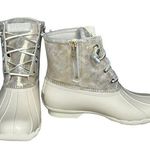 Sperry Top-Sider Women’s Saltwater Shimmer Leather Ivory Duck Booties Size 8 Photo 0