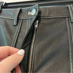 Wilfred  Free Aritzia Black Vegan Leather Straight Leg Pants with White Stitching Photo 3