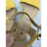 Unisa Womans Unemale3 Size 6 M Mustard Faux Suede Open Toe Buckle Heel Sandals Photo 6