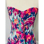 H&M  Strapless Mini Dress Bright Pattern Button Front Cotton Photo 1