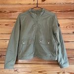 Hollister quilt lined zip up sage green coat size large Photo 0