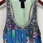Custo Barcelona  Blue Green Pink Floral Sequin Tank Top Photo 2