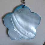 Boho Blue Mother of Pearl Plumeria Flower Necklace with Matching Earrings Set Photo 2