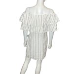 Charles Henry Metallic Stripe Off-the-Shoulder Popover Dress Ivory Sz L Photo 3