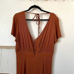 MINKPINK Allison + UO Orange Allison Wide Leg Ribbed Deep Plunge Backless Jumpsuit Photo 8