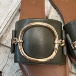 Franco Sarto  Jan Gold Ring Slide Sandals Green Leather Slip-On Flats Women's 8.5 Photo 2