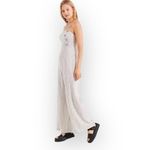 Urban Outfitters  Jumpsuit Women's 0 Ivory Striped Linen Square Neck Wide Leg Photo 1