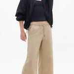 Athleta L Midday Mid Rise Crop Poplin Wide Leg Pant Erca Large Photo 1