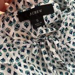 J.Crew  white with blue ribbon block print tie-front ruffle top S Photo 6