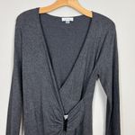 Calvin Klein  Dress Womens Medium Gray‎ Sheath Faux Wrap V-Neck Knit Long Sleeve Photo 1