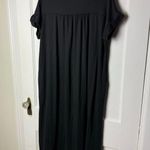 Entro Maxi Dress Women's Medium Black V-neck Oversized Short Sleeve Jersey Knit Photo 2