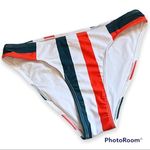 White, Red & Teal Striped Bikini Bottoms Size Small Multiple Photo 0