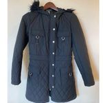Laundry by Shelli Segal Black Quilted Puffer Coat Jacket Hooded Zip Snap Closure Photo 0