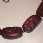 NY Deep Red Burgundy Shimmer Beaded Boho Chunky Retro Statement Necklace Photo 4