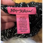 Betsey Johnson  Hat Beanie Womens One Size Black Faux Fur Pom Pearl Metallic Photo 4
