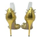 Gucci Regina Metallic Pearl Studded Bee Adorned Sandals Gold Size 38 Photo 2