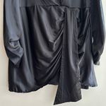 Boohoo Plus High Neck Ruched Detail Satin Mini Dress, Black, Size 18 Black Photo 6