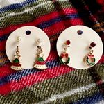 Festive Christmas Tree Wreath Earrings Red Photo 3