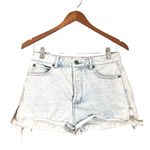 Amuse Society Acid Wash Shorts White Blue Size 28 High Rise Button Fly Distressed Photo 0