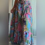 Rachel Roy  Multicolor Floral Maxi Skirt Smocked Waist Hi Low Tropical Sz XS Photo 1