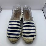 J.Crew  Striped Espadrilles Flats Pull On White Blue Size 8 Coastal summer Photo 1