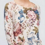 Angel of the North Anthropologie Wool Blend Floral Embroidered Sweater Medium Pink Photo 0