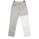 AGOLDE  Pieced '90s High-Rise Leather & Denim Straight-Leg Jeans 30 Photo 1